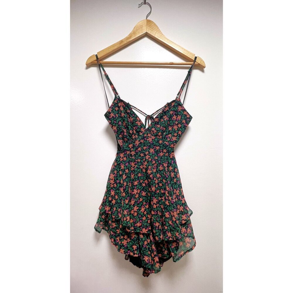 Floral Romper Shorts Womens Size XS Mahina Hawaii Floral Print Chiffon Backless - Picture 7 of 12